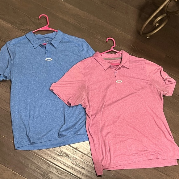 2x Oakley Golf Polos Mens XL Tailored fit blue and purple - Picture 1 of 4